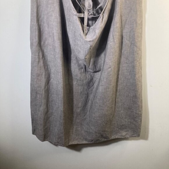 Womens Max Studio Linen Cotton Lace Back Strappy Dress Gray Brown M - Picture 6 of 10